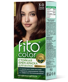 Стойкая крем-краска для волос серии Fito Сolor, тон 3.0 темный каштан