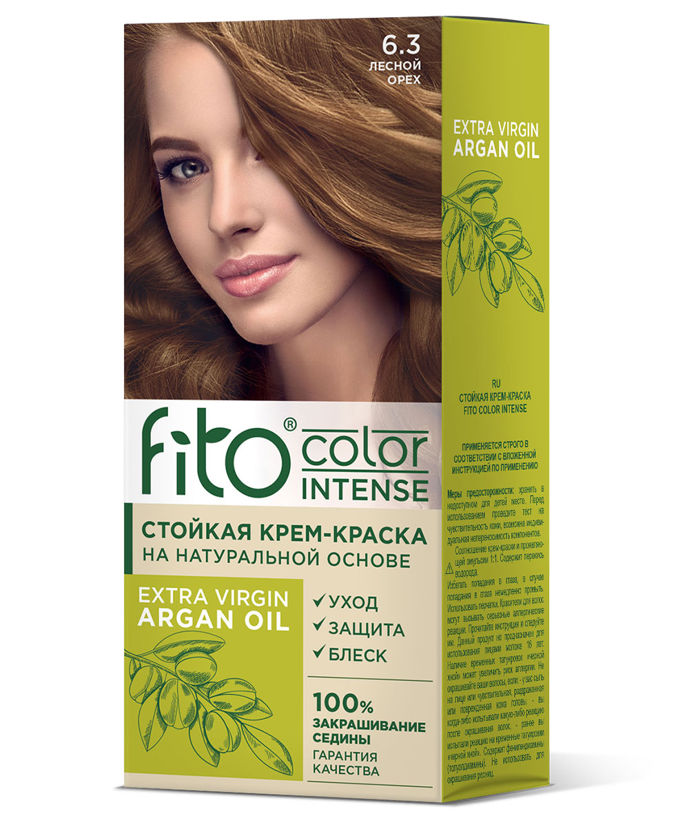 Стойкая крем-краска для волос серии Fito Сolor Intense, тон 6.3 Лесной орех