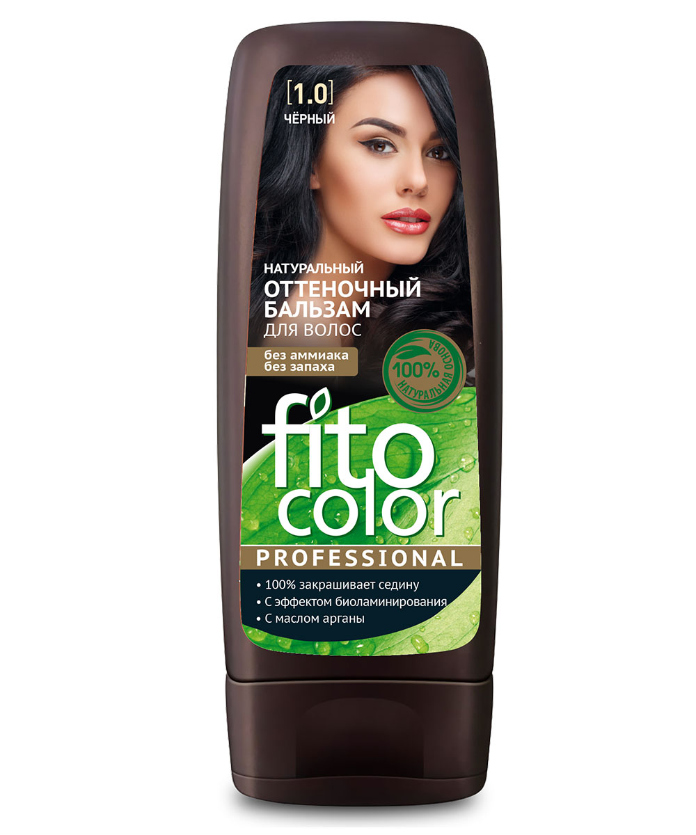 Натуральный оттеночный бальзам для волос серии Fito Color Professional , тон черный