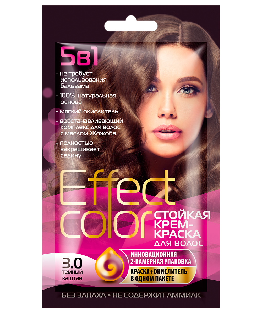 Cтойкая крем-краска для волос серии Effect Сolor, тон 3.0 тёмный каштан