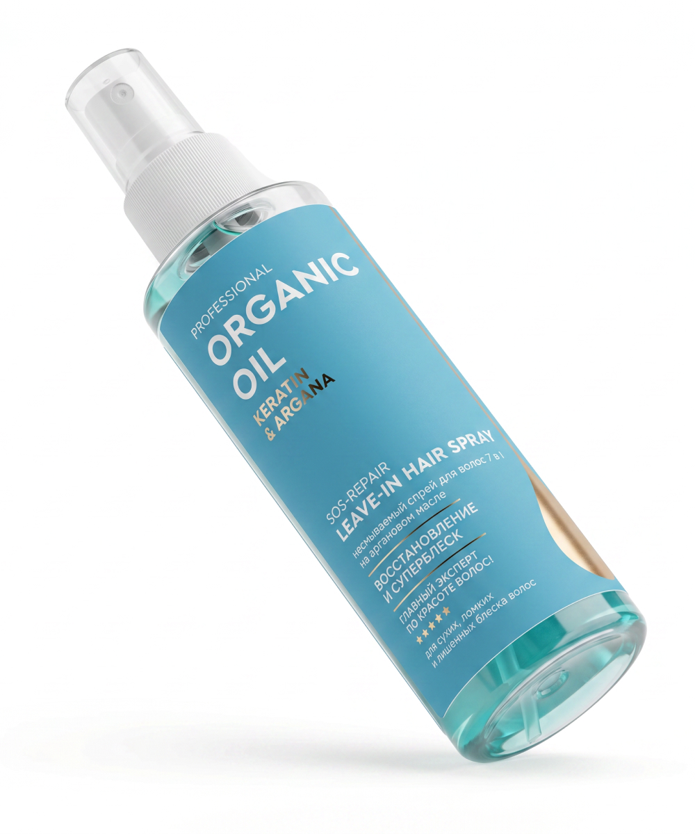 Несмываемый спрей для волос 7 в 1 Keratin & argana серии Organic Oil Professional