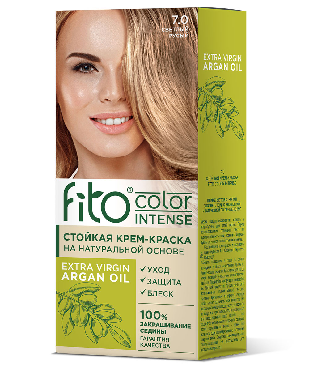 Стойкая крем-краска для волос серии Fito Сolor Intense, тон 7.0 Светлый русый
