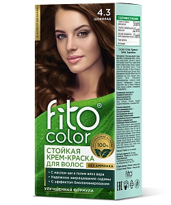 Стойкая крем-краска для волос серии Fito Сolor, тон 4.3 шоколад