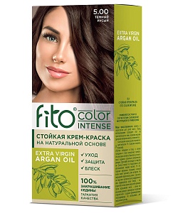 Стойкая крем-краска для волос серии Fito Сolor Intense, тон 5.00 Темный русый