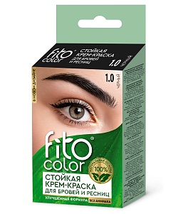 Стойкая крем-краска для бровей и ресниц Fito Сolor, цвет черный (на 2 применения)