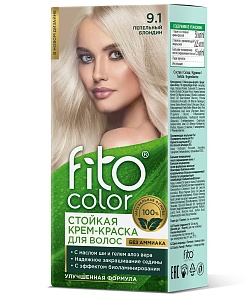 Стойкая крем-краска для волос серии Fito Сolor, тон 9.1 пепельный блондин