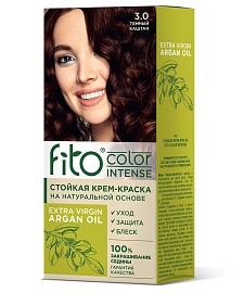 Стойкая крем-краска для волос серии Fito Сolor Intense, тон 3.0 Темный каштан