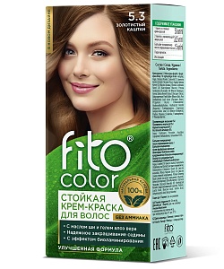 Cтойкая крем-краска для волос серии Fito Сolor, тон 5.3 золотистый каштан