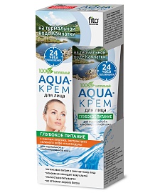 Aqua-крем для лица на термальной воде Камчатки Глубокое питание  с маслом персика, экстрактом зеленого кофе и календулы серии Народные Рецепты